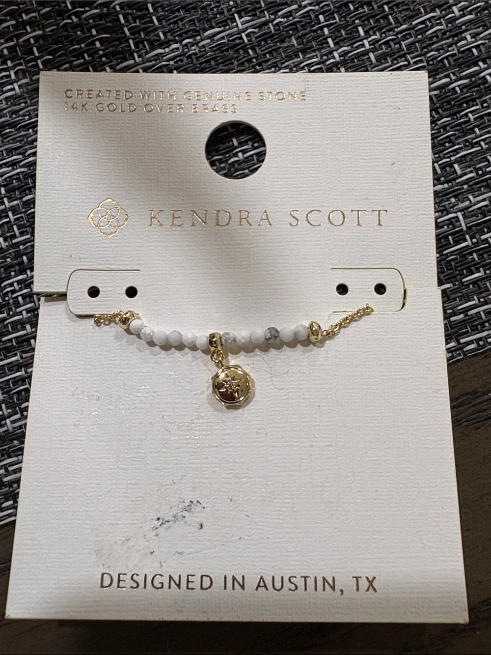 Kendra Scott White Beaded necklace with Gold Charm